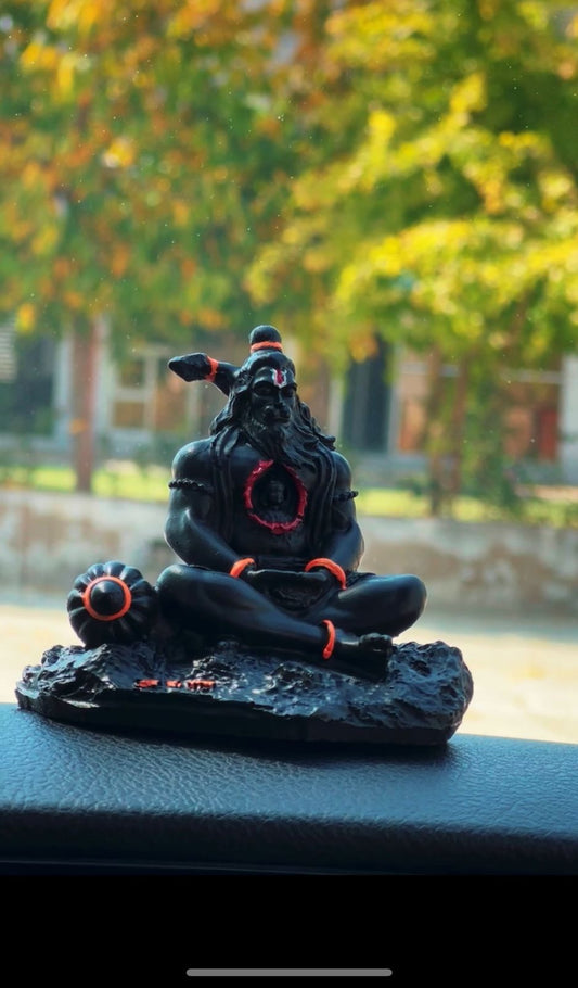 Hanuman Idol Hanuman Ji Murti for Car Dashboard Hanuman Idol Dhyan Mudra Meditation Bajrangbali Bhagwan Statue Showpiece for Pooja Gift Living Room (Pack of 1) (Black), Resin, Car